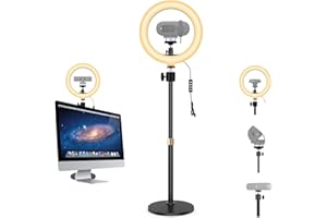 AceTaken Magnetic Webcam Brio 101 Light Stand,10 Inch Ring Light with Tabletop Tripod Holder Compatible with Logitech Brio 10