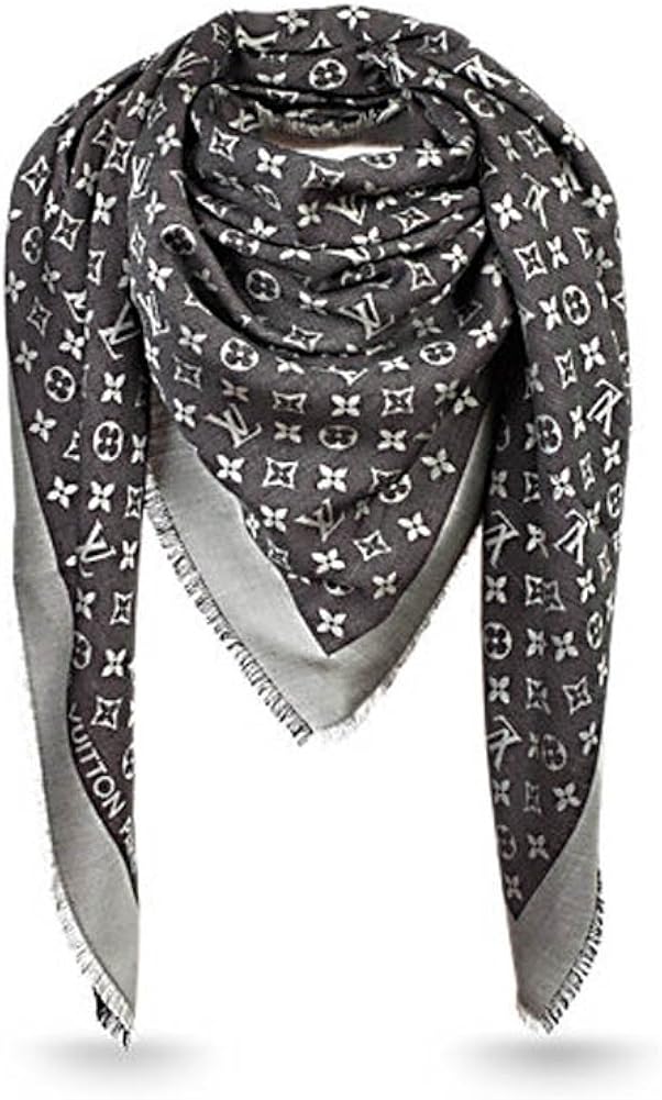 Louis Vuitton M71378 Monogram Shawl Scarf, Black Denim at Amazon Women