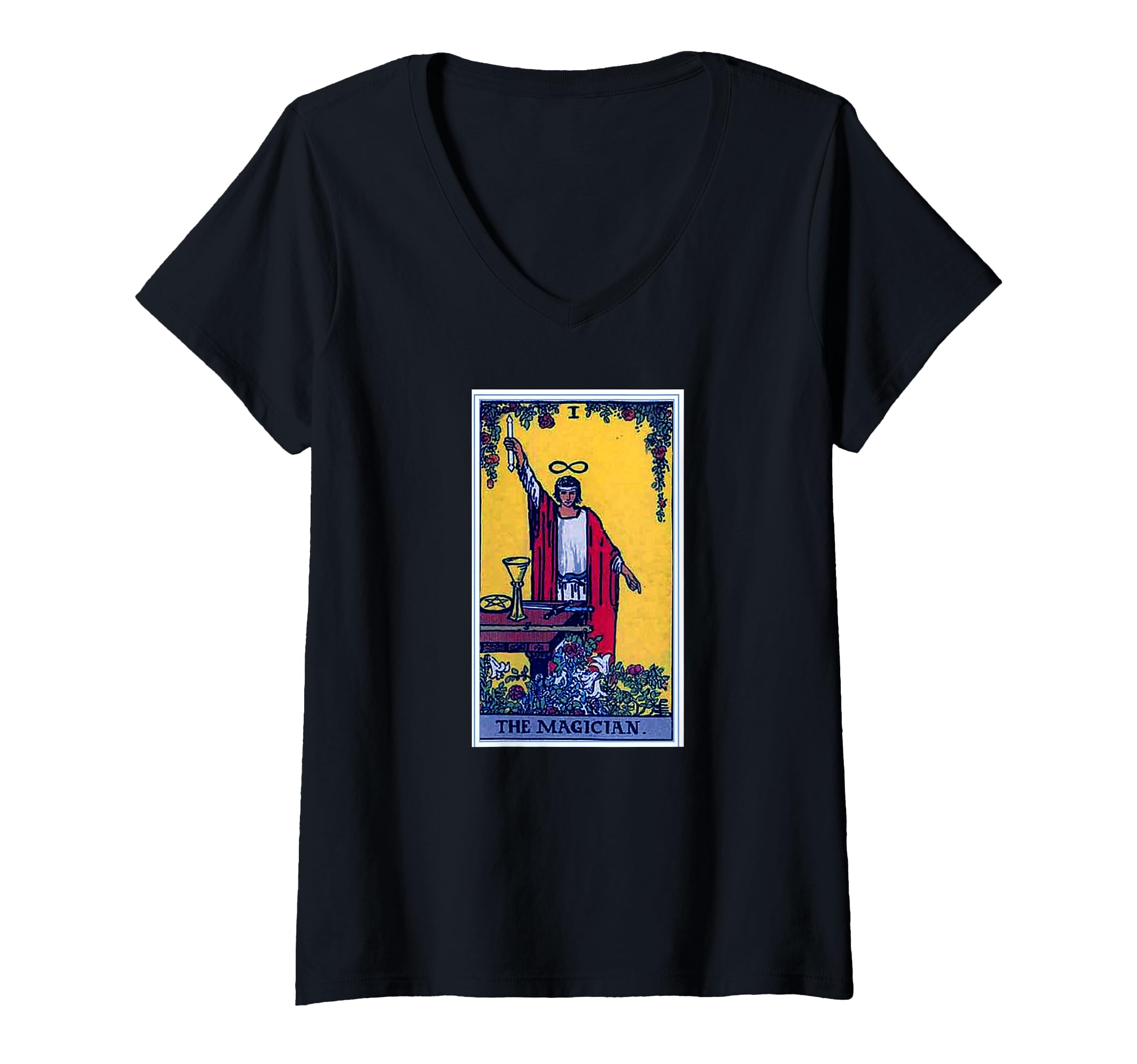 Womens The Magician Tarot Card V-Neck T-Shirt