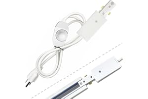 Bravsekai White Track Lighting Live End Cord Kit, 9.84FT H Track Live End Feed Connector, Suitable for H Type Single Circuit 3-Wire-1 Track Lighting Systems