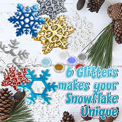 Catcrafter Christmas Silicone Snowflake Resin Molds-Ornament Molds with Glitters Snowflakes Casting Jewelry Making Kit Accessories for Necklace Earring Keychain DIY for Home Decoration Weddings Party