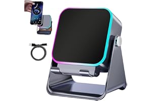 Wireless Induction Audio Speaker Stand, 5 in 1 Phone Holder and Audio Amplifiers, 3500mAh Rechargeable Battery, RGB Ambient L