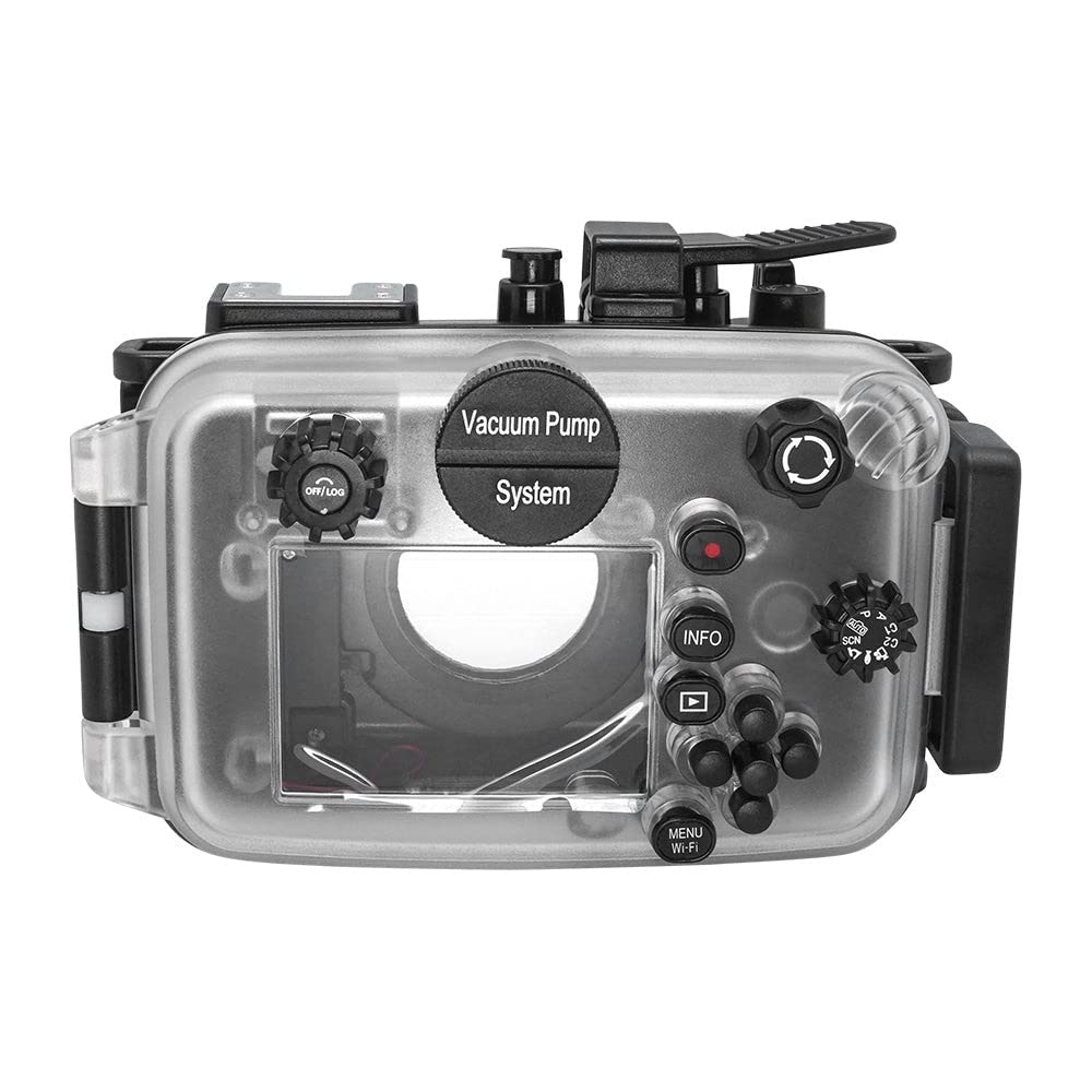 SeaFrogs Underwater Housing for Olympus Tough TG-6 [60m/195ft] Professional Scuba Case Waterproof Diving Case for Olympus tg6, w/Inbuilt Leak Detection Sensor, Vacuum Pump Interface-Black