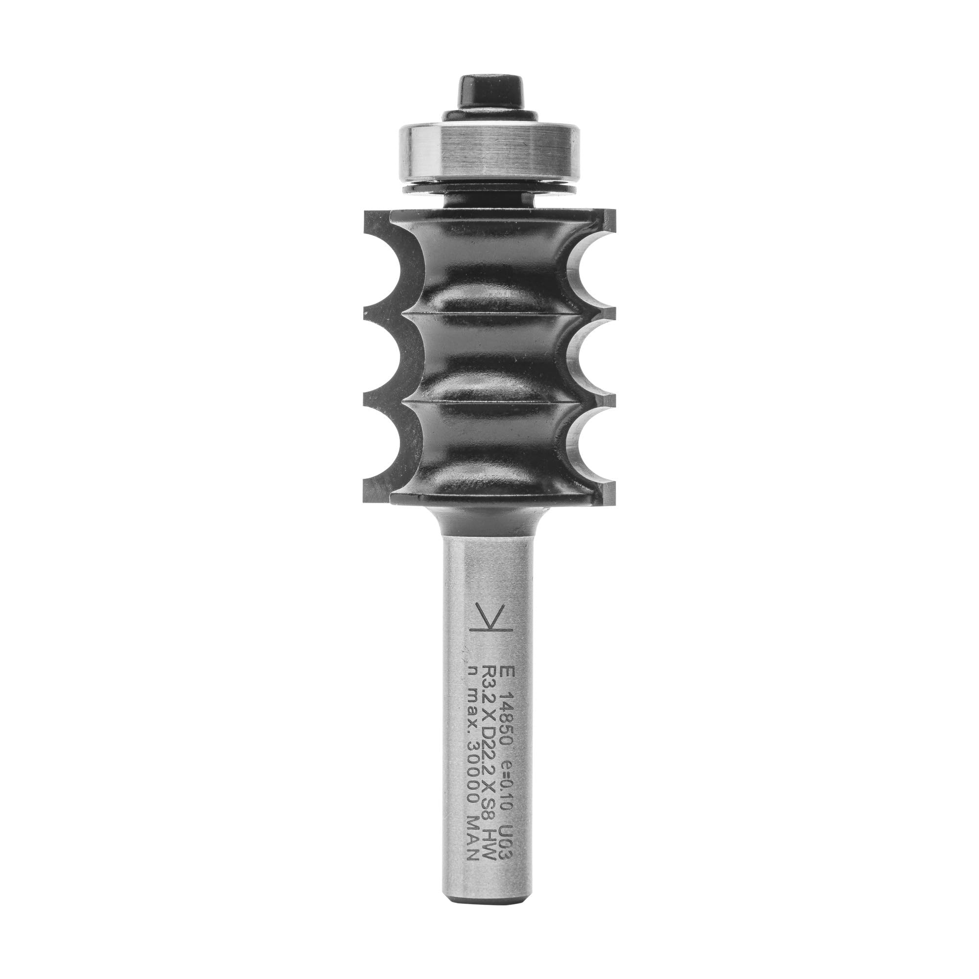 ENT 14850 Triple Bead Bit Tungsten Carbide TC, Shank (S) 8 mm, Diameter (D) 22,2 mm, NL 25,4 mm, R 3,2 mm, SL 32 mm, with Ball Bearing