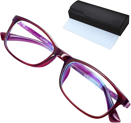 Amazon Classo ブルーライトカット メガネ 収納ケース クロス セット Uvカット 度なし ワインレッド Classo パソコン用メガネ 通販