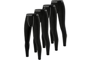 Celfaeree 4 Pack Boys Compression Pants Leggings Athletic Sports Youth Tights Workout Thermal Base Layer