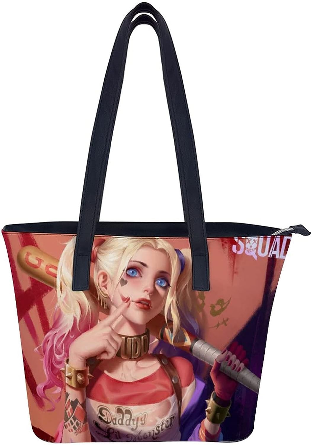 Harley Quinn Soft Leather Bags Large Capacity Handbag Multiple Pocket Tote Bag Shoulder Bags for