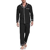 EA'S SECRET Men's Cotton Pajamas Set Button Down Pjs Set for Men Long Sleeve Knit Sleepwear Loungewear with Pockets