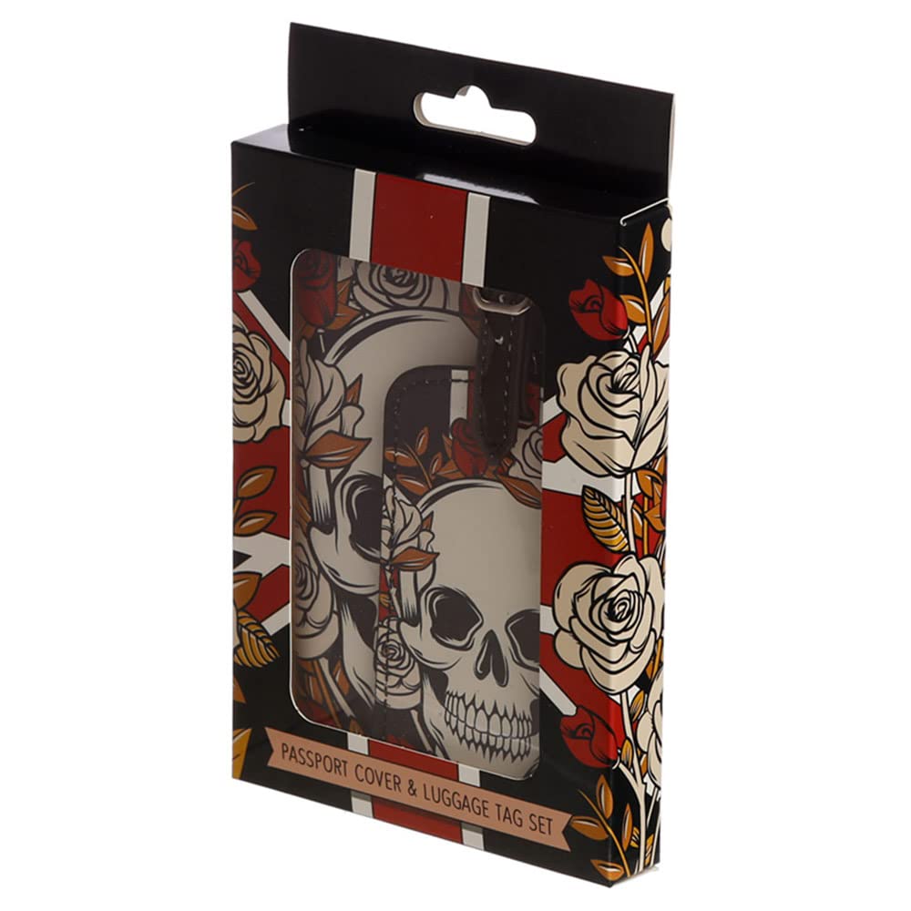 Puckator UK Skulls & Roses Passport Holder and Luggage Tag Set