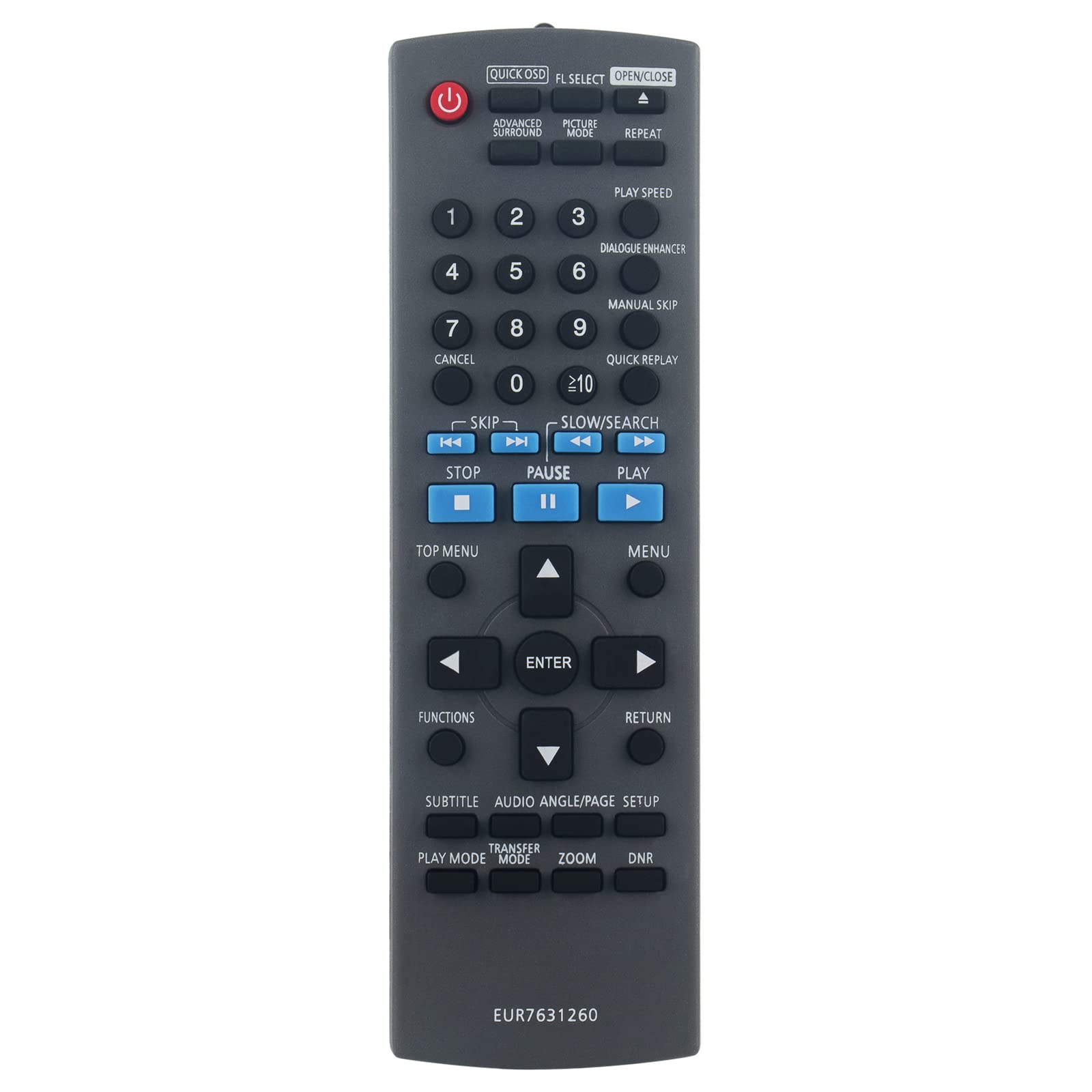 New EUR7631260 Remote Control Replacement for Panasonic DVD Player DVDS33 DVDS33EK DVDS33ES DVD-S33 DVD-S33EE DVD-S33GC DVD-S33GCA DVD-S33GCS DVD-S33GCU DVD-S33GN DVDS511 DVDS511DVDS2 RemoteController