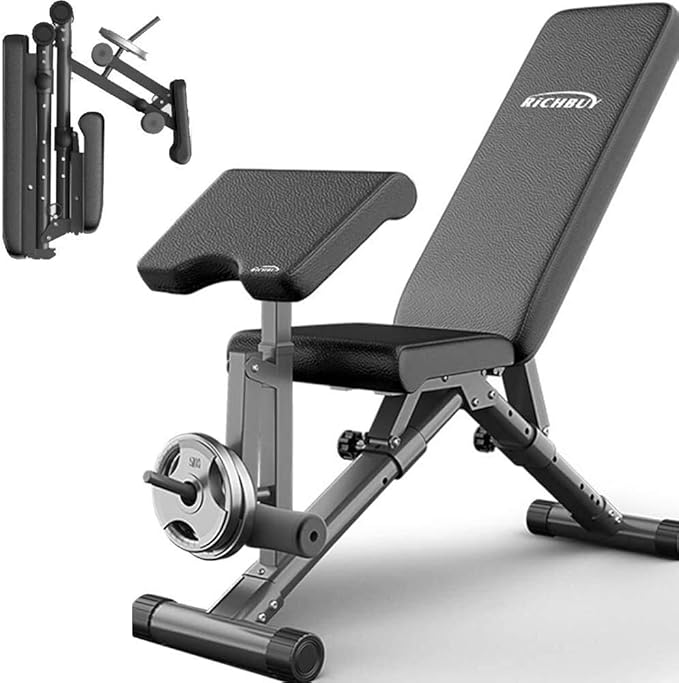 PARTAS Home Exercise Weight Bench with Leg Extension and Leg Curl