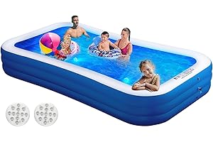 AIYIBEN Inflatable Swimming Pool with Pool Lights, 130" x 72" x 22" Full-Sized Large Inflatable Family Pool, Summer Water Party, Outdoor, Garden Backyard, Suitable for Adults