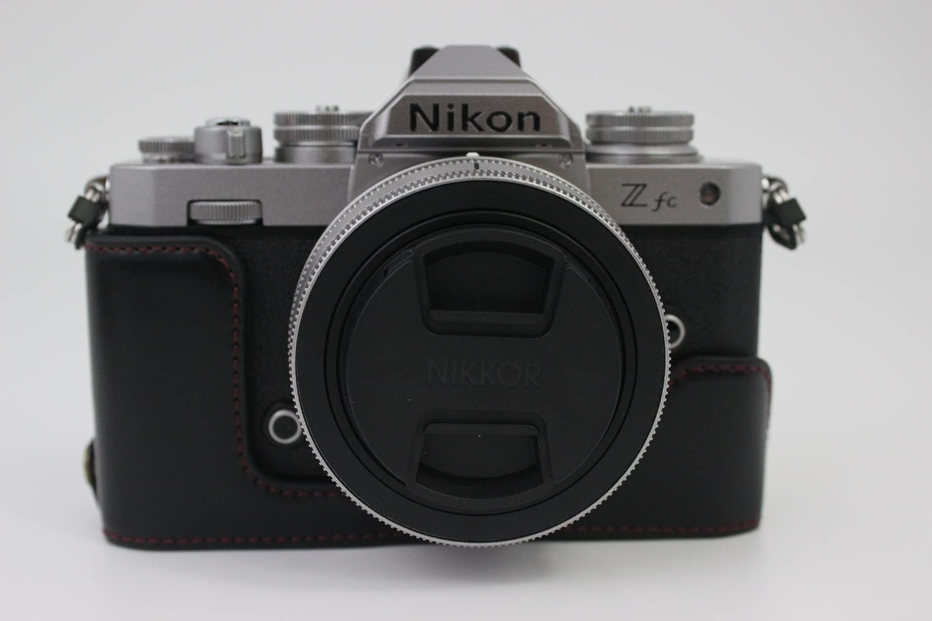 Z fc Zfc Case, Zakao PU Leather Half Bottom Opening Version Holster Camera Case With Hand Strap Protective Cover Bag Case for Nikon Z fc Zfc (Black)