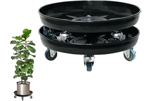 Choclaif Plant Caddy with Wheels,2 Pack Black Heavy Duty Plant Stand with Universal Wheels,Round Pot Trolley for Indoor Outdoor (12)