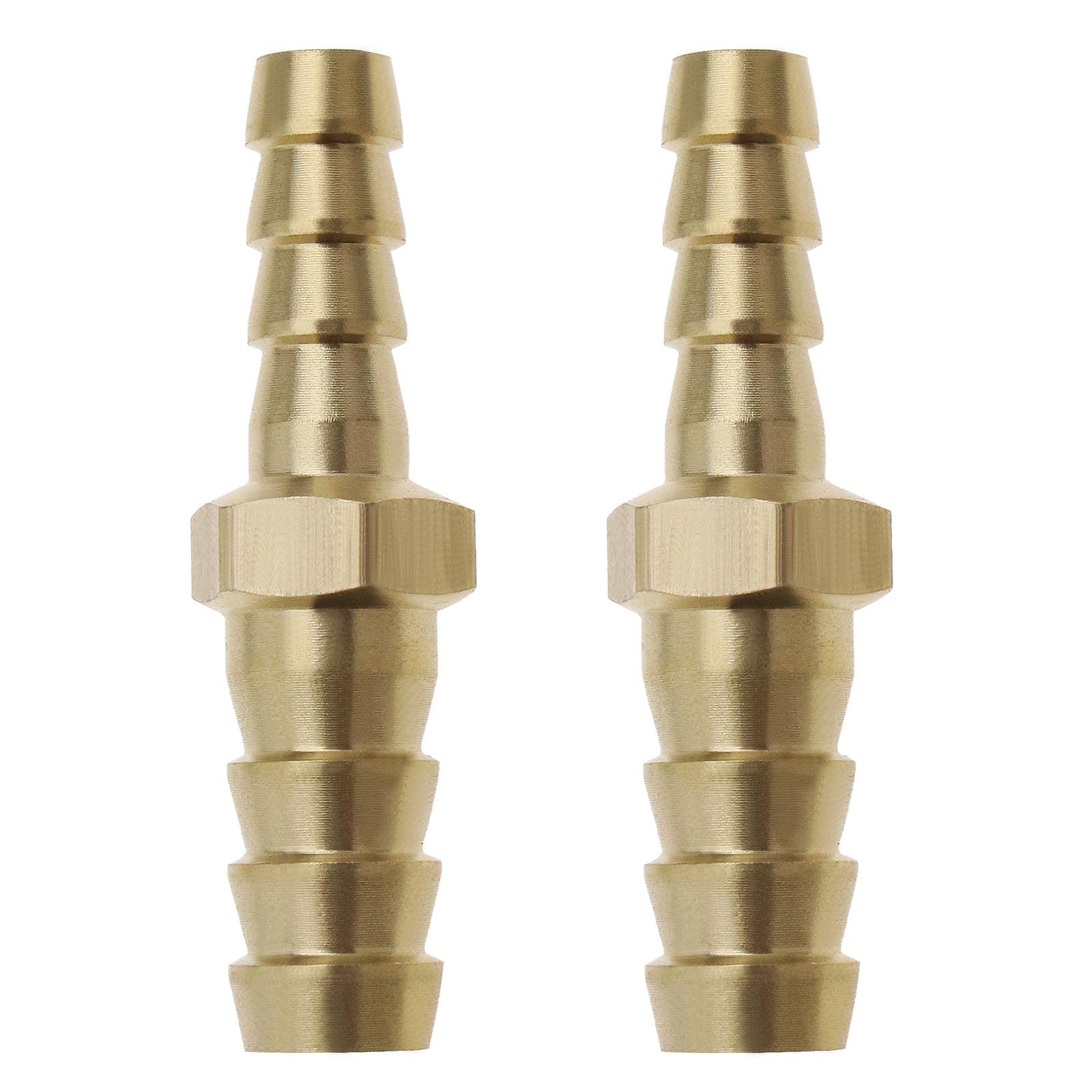 eMagTech 2X Brass Fittings for Hose Barb Tail Reducing Plug Reducer Straight Connector 10mm to 8mm for Water Gas Oil Boat Air Pipe