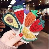 Aeyistry 6 Pcs Hair Clips Woolen knitting Fruit Colorful Cute Clips For Kid Girls Accessories