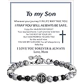Someki To My Son Bracelet from Dad Mom Cross Bracelet Mens Beaded Bracelets Jewelry Gifts for Son Inspirational Birthday Gifts for Men