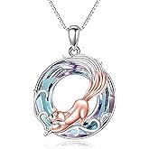 LUHE Highland Cow Necklace Sterling Silver Crystal Cow Pendant Necklace Gifts Jewelry for Women Teen