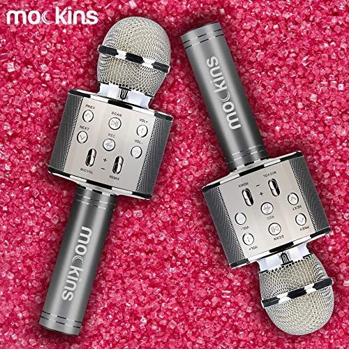 Nevlers Silver Bluetooth Karaoke Microphone for Kids with Built in