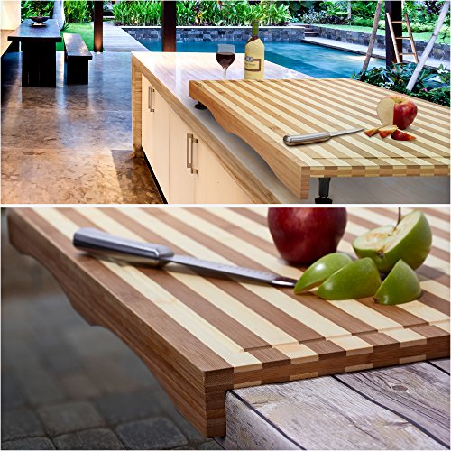 Prosumer’s Choice Bamboo Stovetop Cover and Countertop Cutting Board w/ Adjustable Legs – Large