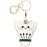Leather Keychain Holder Case Compatible with AirTag,Cute Protective Cover with Keyring,Anti-Scratch Finder GPS Tracker Case for Wallet Keys,Bag,Pets(Badminton)