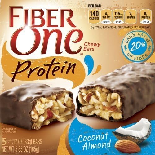 Fiber One Protein Chewy Bars, Coconut Almond, 5 count of 1.17 Oz by Fiber One Snacks