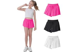 NEXSONIC Flowy Shorts for Girls Butterfly Shorts for Kids Preppy Shorts for Teens Tennis Running Athletic shorts with Liner
