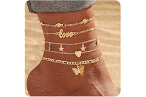 KISS WIFE Anklets for Women, Golden Anklet Bracelets for Women, Dainty Foot Jewelry Women's Ankelts Beach Gifts for Women
