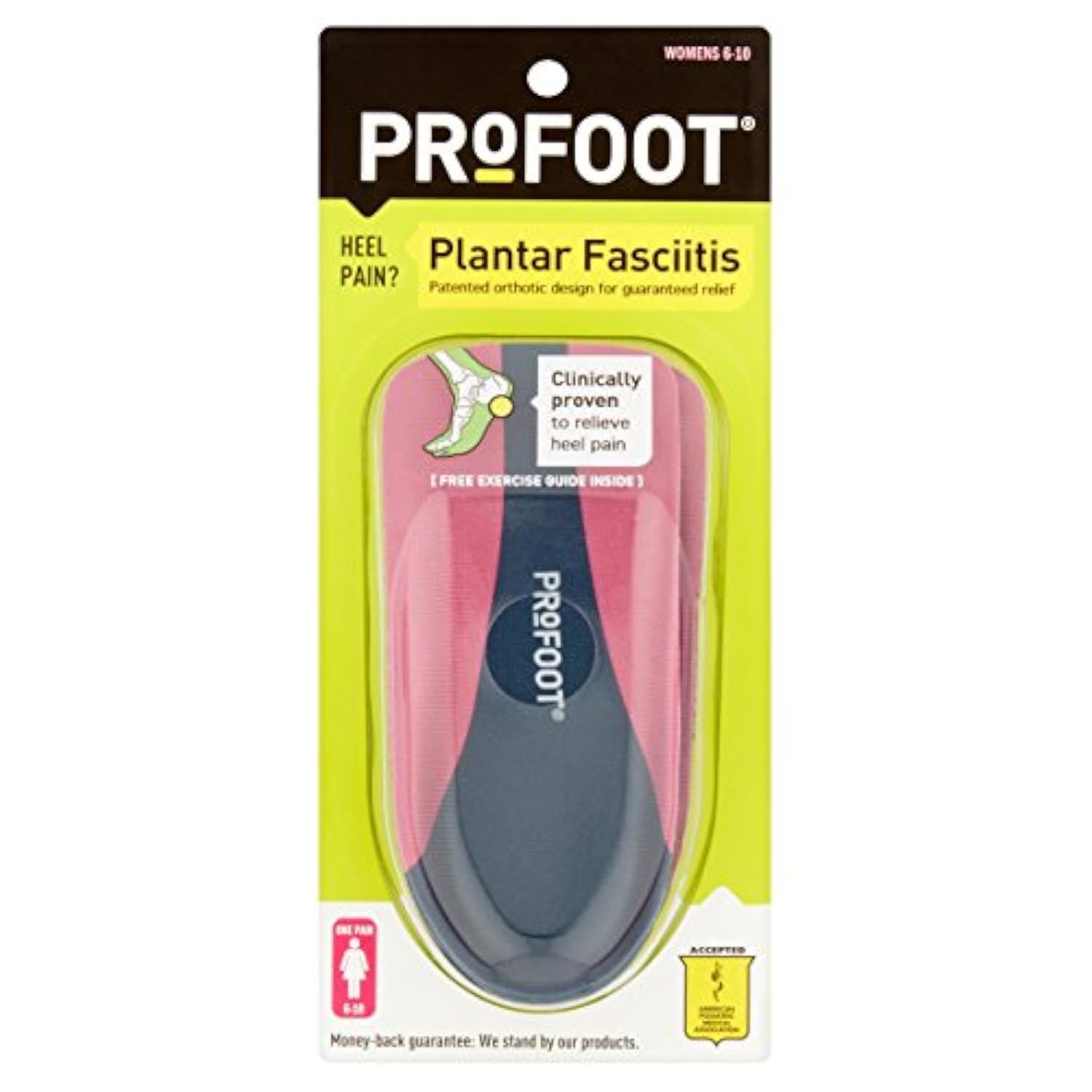 Photo 1 of ProFoot Plantar Fasciitis Orthotics, Women's 6-10, 1 Pair (Pack of 3)