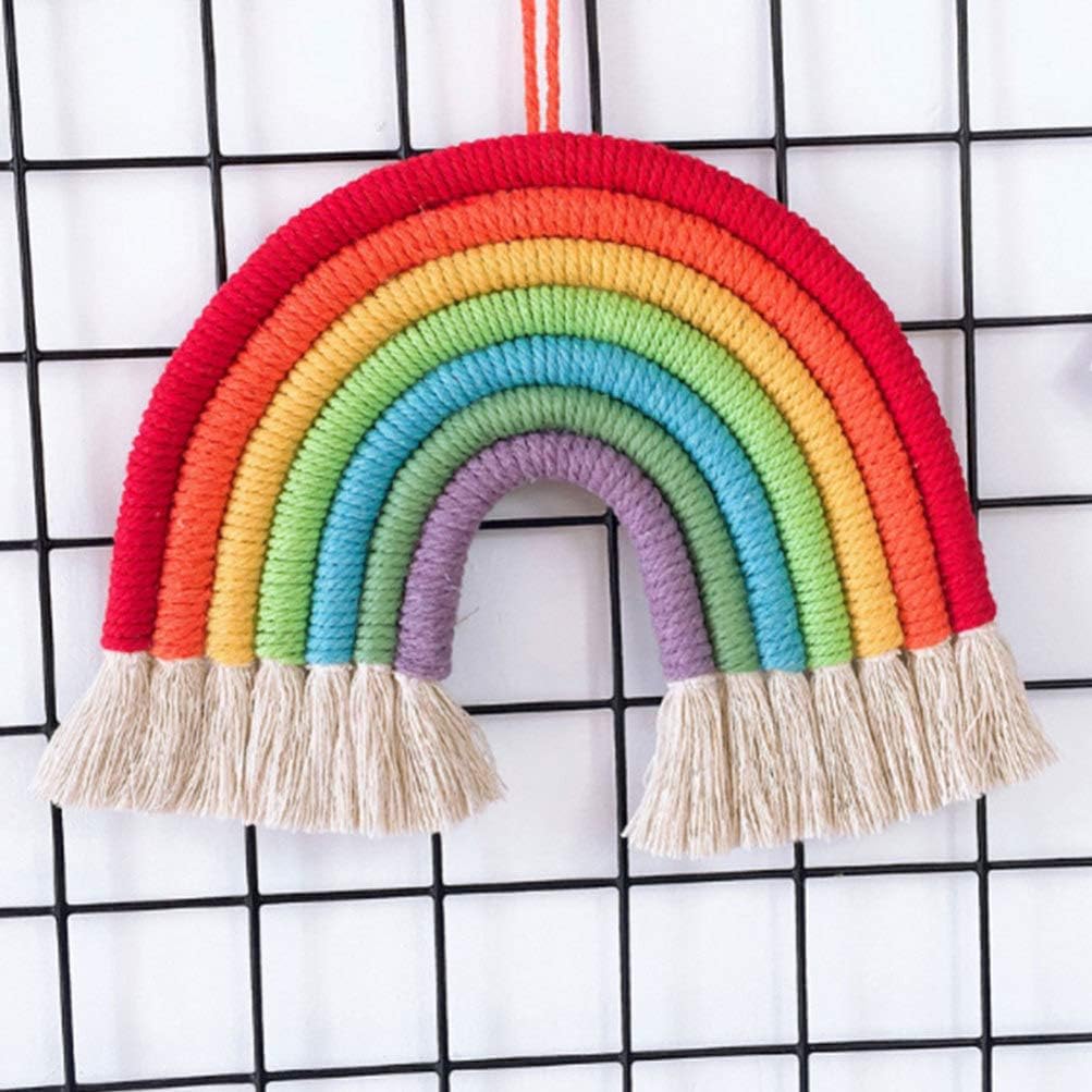 BESPORTBLE Somewhere Over The Rainbow Rainbow Grey Over The Cotton Woven Tassel Hanging Ornaments Tapestry Clouds Wooden Clouds Cotton Rope Tapestry Tassel Resin Wall - Image 5
