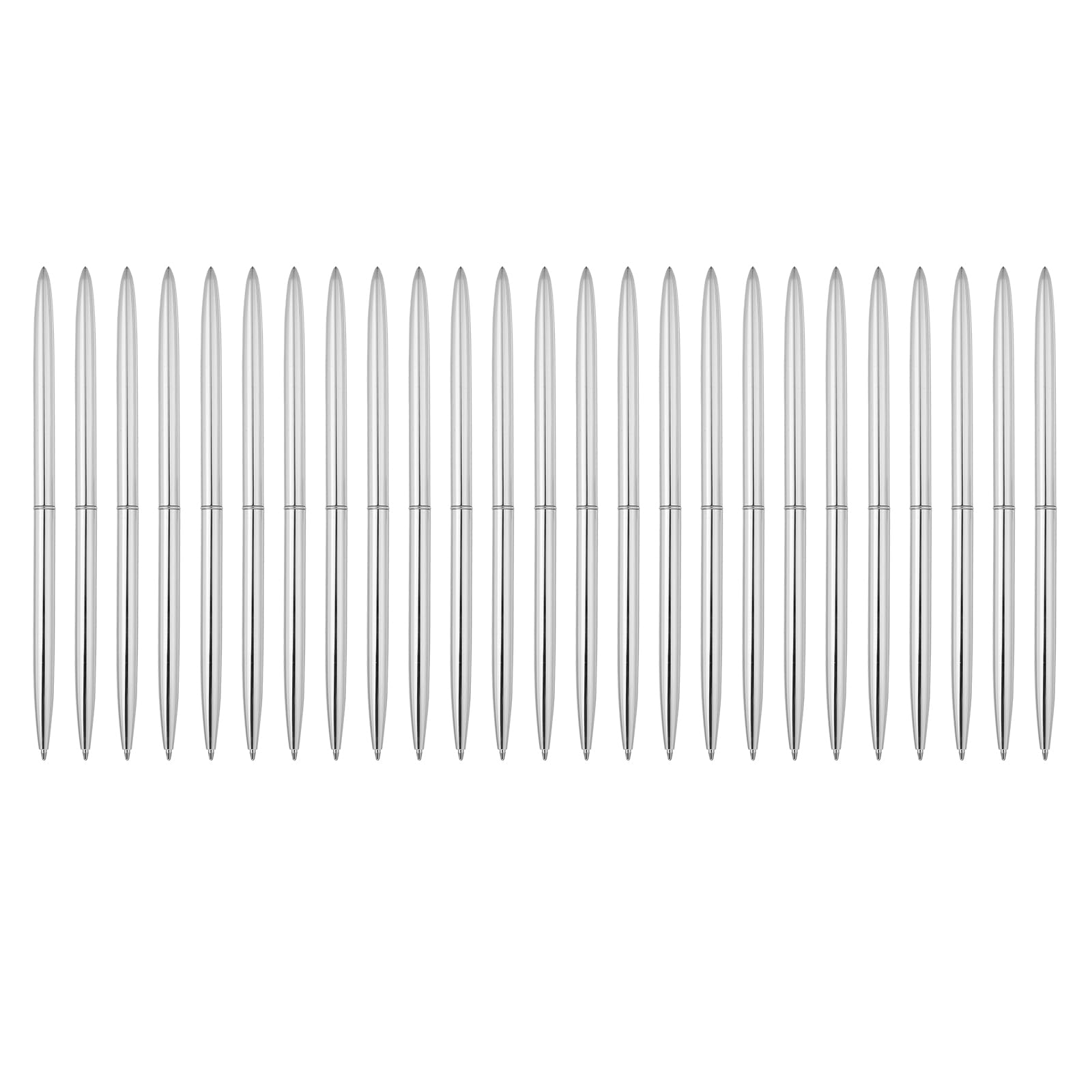 PATIKIL 25 Piece Slim Metal Ballpoint Pen, 1.0 mm Retractable Metallic Twist Black Ink Pen Writing Pen for Home Office Supplies, Silver Tone