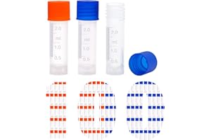 NAOEDEAH 100 Pcs 2ml Plastic Vials with Caps Lab Vials Small Plastic Bottles Test Tubes With Lids Centrifuge Tubes Small Liquid Sample Vial Storage Container Graduated Vial Tube with Screw Caps