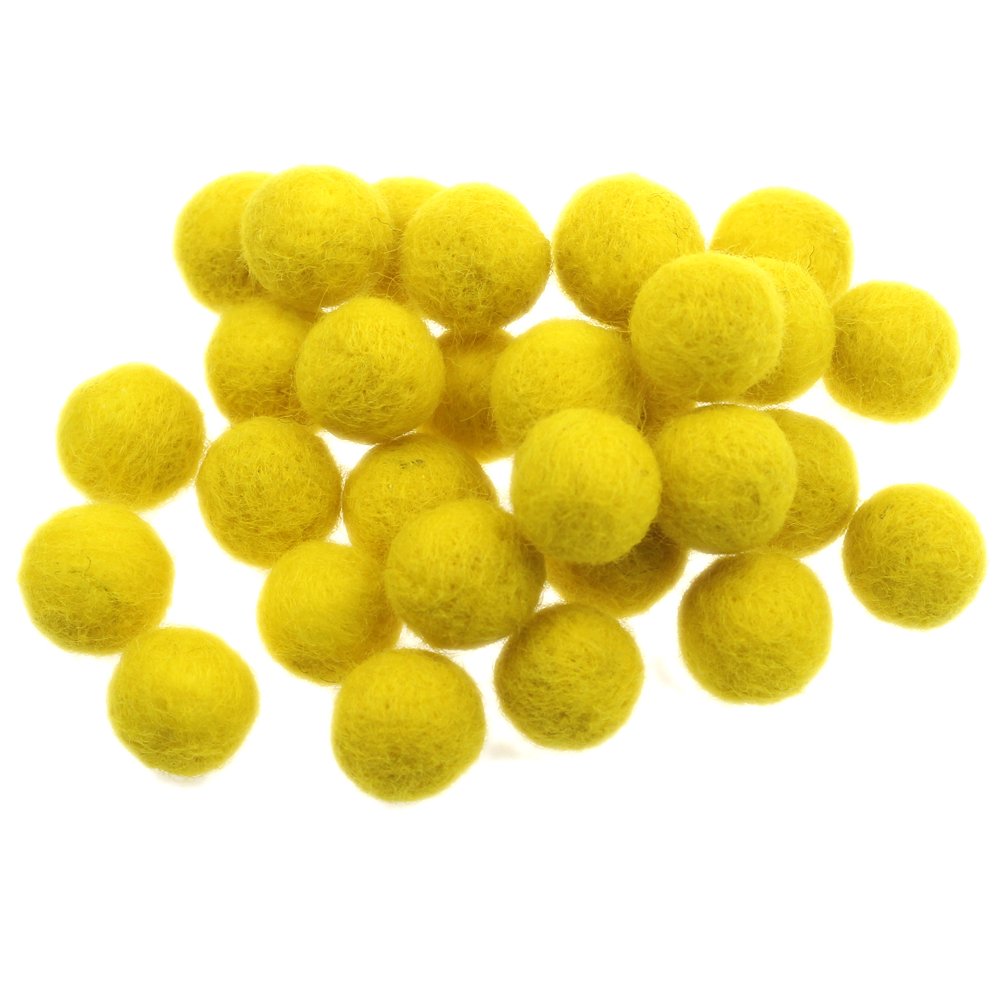 Zasy 20mm Needle Felt Wool Balls Felt Pom Pom Beads DIY Accessories Garlands 30pcs (Yellow)