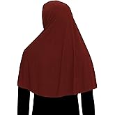 Middle Eastern Mall Women's Khimar Hijab Modest Muslim Cover Instant Elastane Elbow Length Easy Pull-on Islamic Headscarf