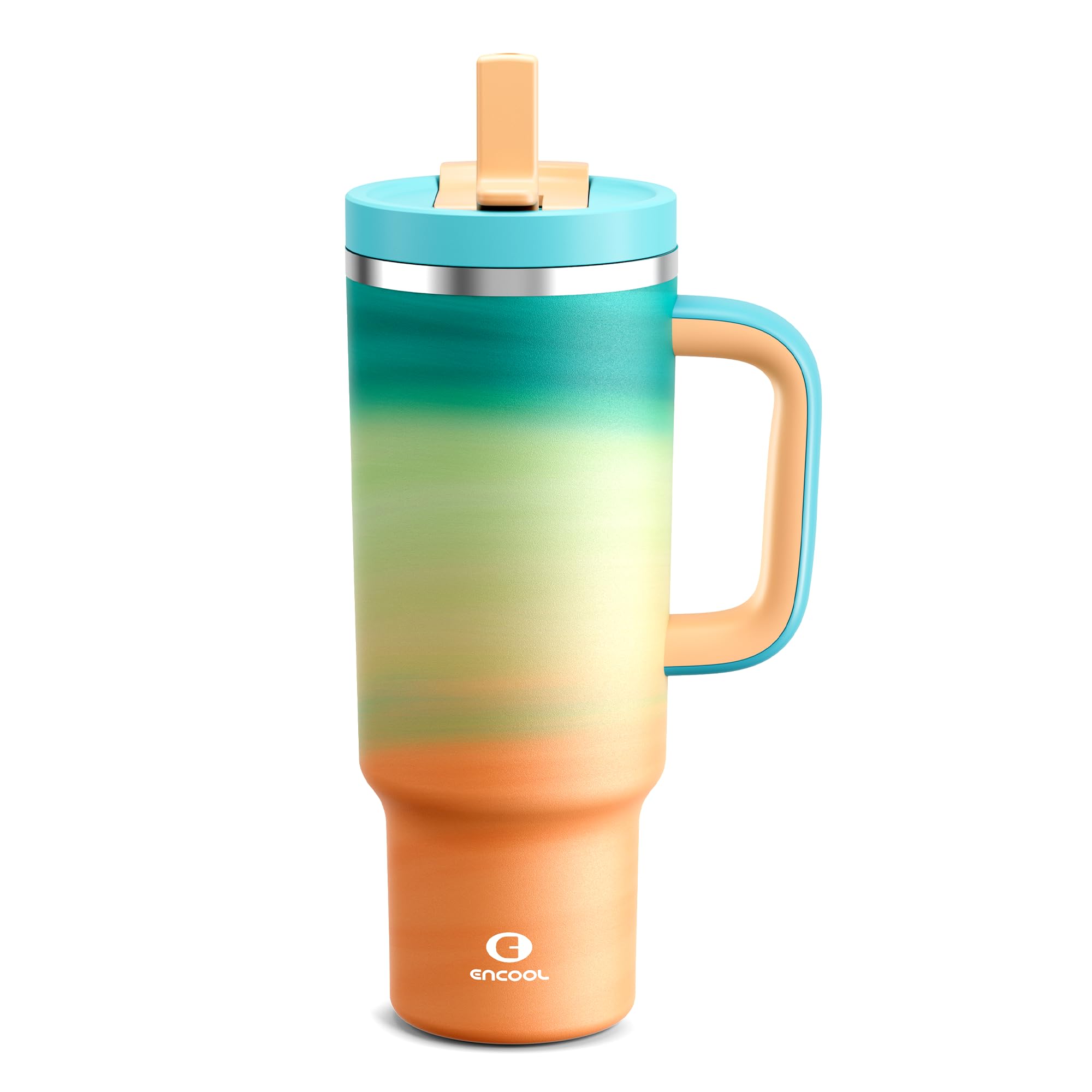 Photo 1 of 40 oz Tumbler with Handle and Straw: Stainless Steel Insulated Tumbler Keeps Cold for 24 Hours, Leakproof Travel Cup Fits in Cup Holder and BPA-Free, Avenue