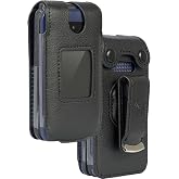 Nakedcellphone Fitted Series for Tracfone BLU Flex Flip Phone Case - Black | Vegan Leather, with Screen Protection, Keypad Guard, Metal Belt Clip, Also Fits AT&amp;T Cingular Flex 2 or Cricket Debut Flex
