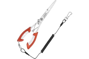 Pullther fishing Stainless Steel Fishing Pliers,Needle Nose Pliers Fishing,Fishing Pliers Hook Remover,Fishing Pliers Kit with Lanyard,Braid Cutter Rustproof Fishing Multitool for Saltwater Freshwater