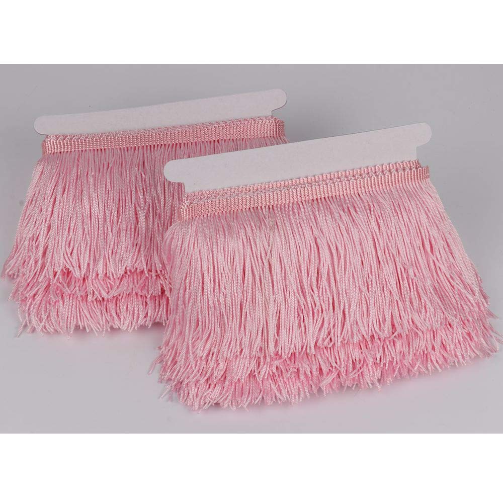 Fringe Trim Lace Polyerter Fibre Tassel 4 inch () Wide 10 Yards Long for Thanks Accessories and Latin Wedding Dress and DIY Lamp Shade Decoration BlackWhiteRedGoldBluePinkGrey (Baby Pink, 4 inch)