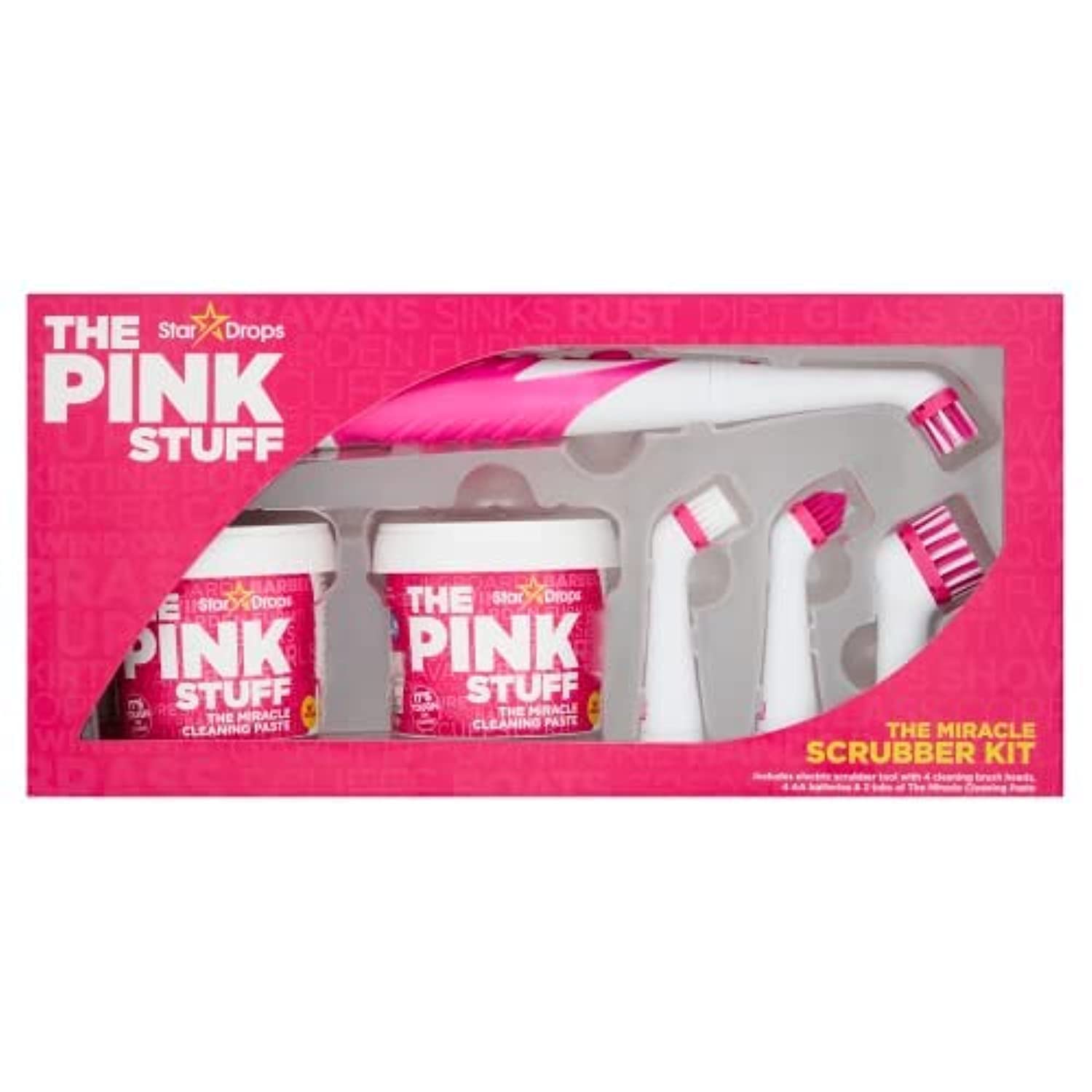Photo 1 of Stardrops - The Pink Stuff - The Miracle Scrubber Kit - 2 Tubs of The Miracle Cleaning Paste With Electric Scrubber Tool and 4 Cleaning Brush Heads
