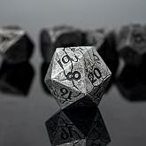 Dungeons and Dragon Metal Dice, Metal Dice Set D&D Polyhedral DND Dice Set with Gift Case, Crack Dice for Role Playing Games Gifts (Thunder, Black)