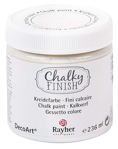 Rayher 38868102 Chalky Finish auf Wasser-Basis Kreide Farbe für Shabby-Chic, weiß, 236 ml