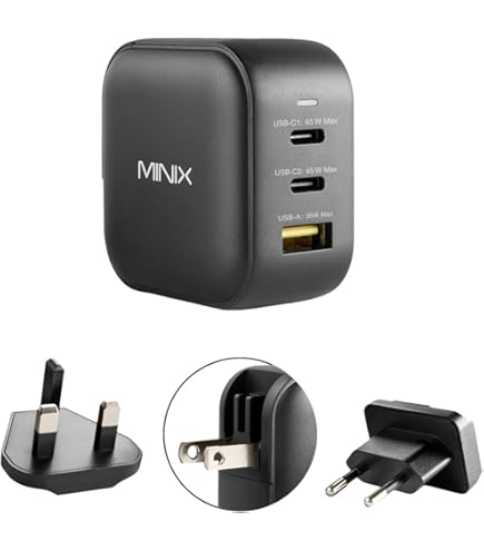 Amazon.com: MINIX NEO P1 66W Turbo 3-Port GaN Wall Charger 2 x USB