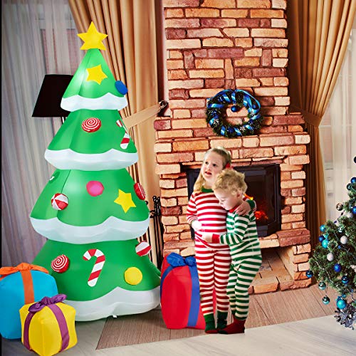 DREAMADE 6ft Inflatable Christmas Tree Blow Up Xmas Decoration with 3