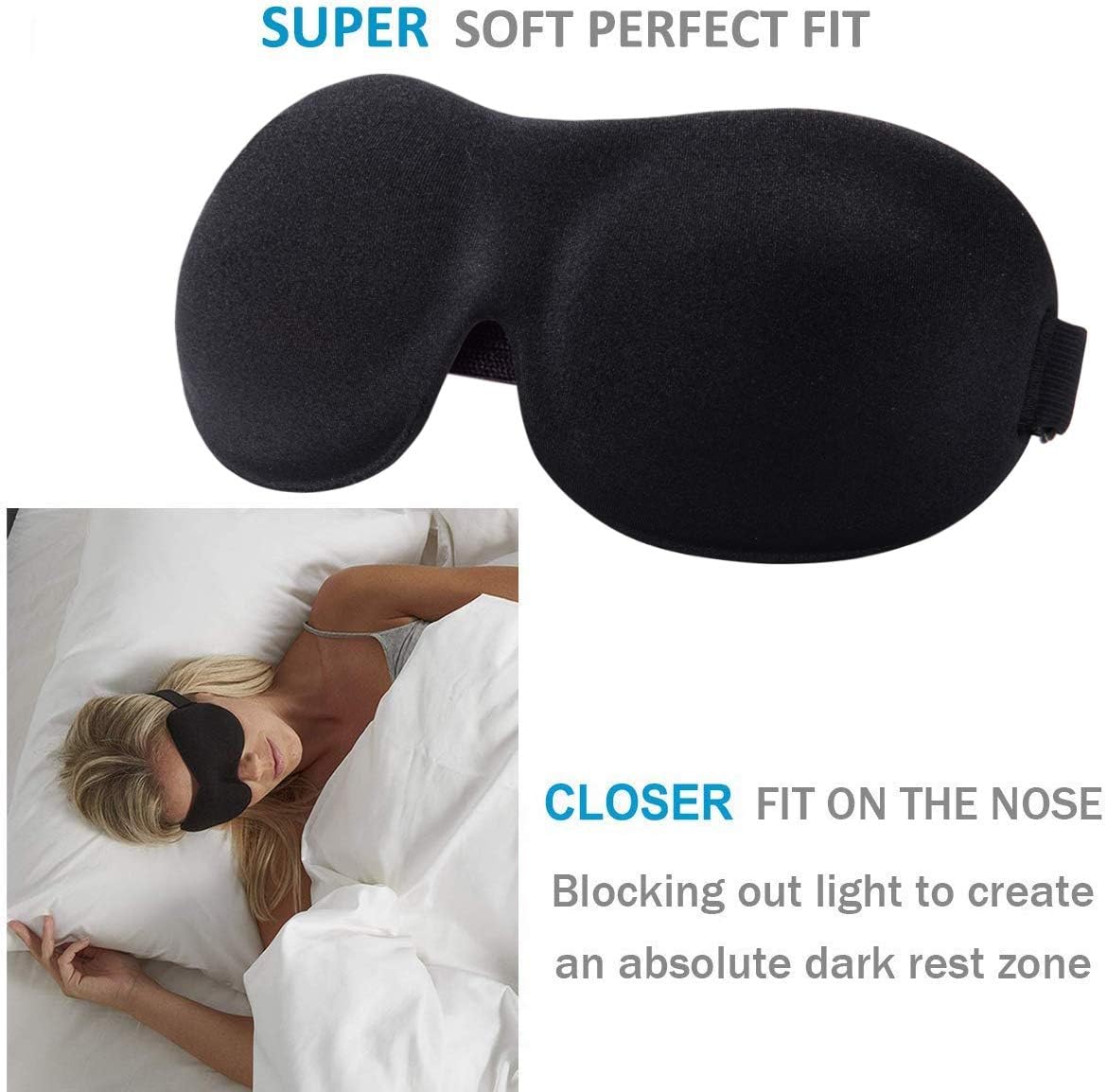 YIVIEW Sleep Mask Pack of 3, Lightweight & Comfortable Super Soft Adjustable 3D Contoured Eye Masks for Sleeping, Travel, Shift Work, Naps, Night Blindfold Eyeshade for Men Women, Gray/Red/Black: Health & Personal Care