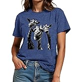 VillbeCoser Graphic Tees for Women Casual Cute Tops Funny Printed Soft Shirts Summer Short Sleeve