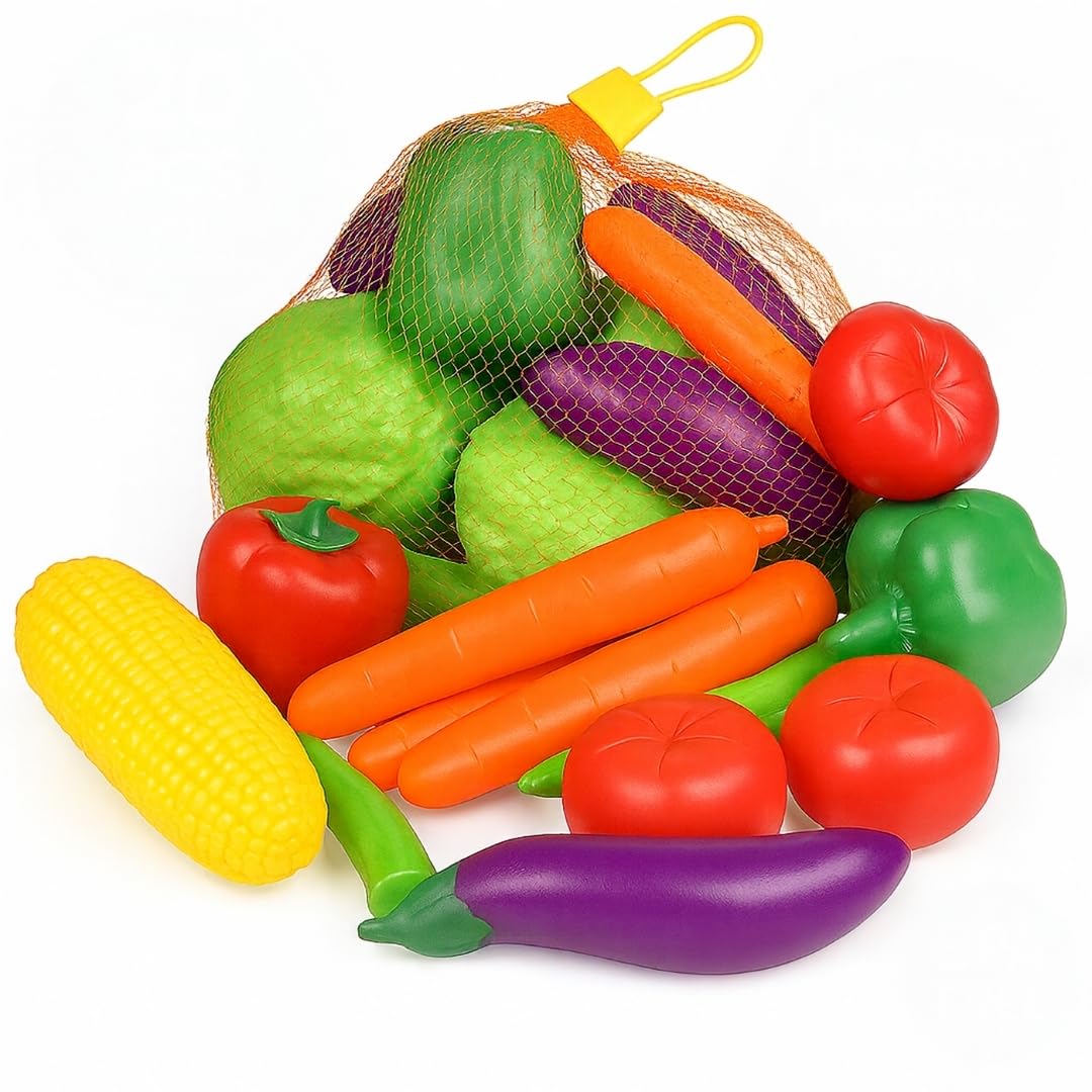 View 1 of 20 Pieces Play Vegetables Playset - Life-Sized Toy Food for Kids Kitchen, Healthy Farmer's Market Grocery Pretend Play Plastic Toy Set for Toddlers
