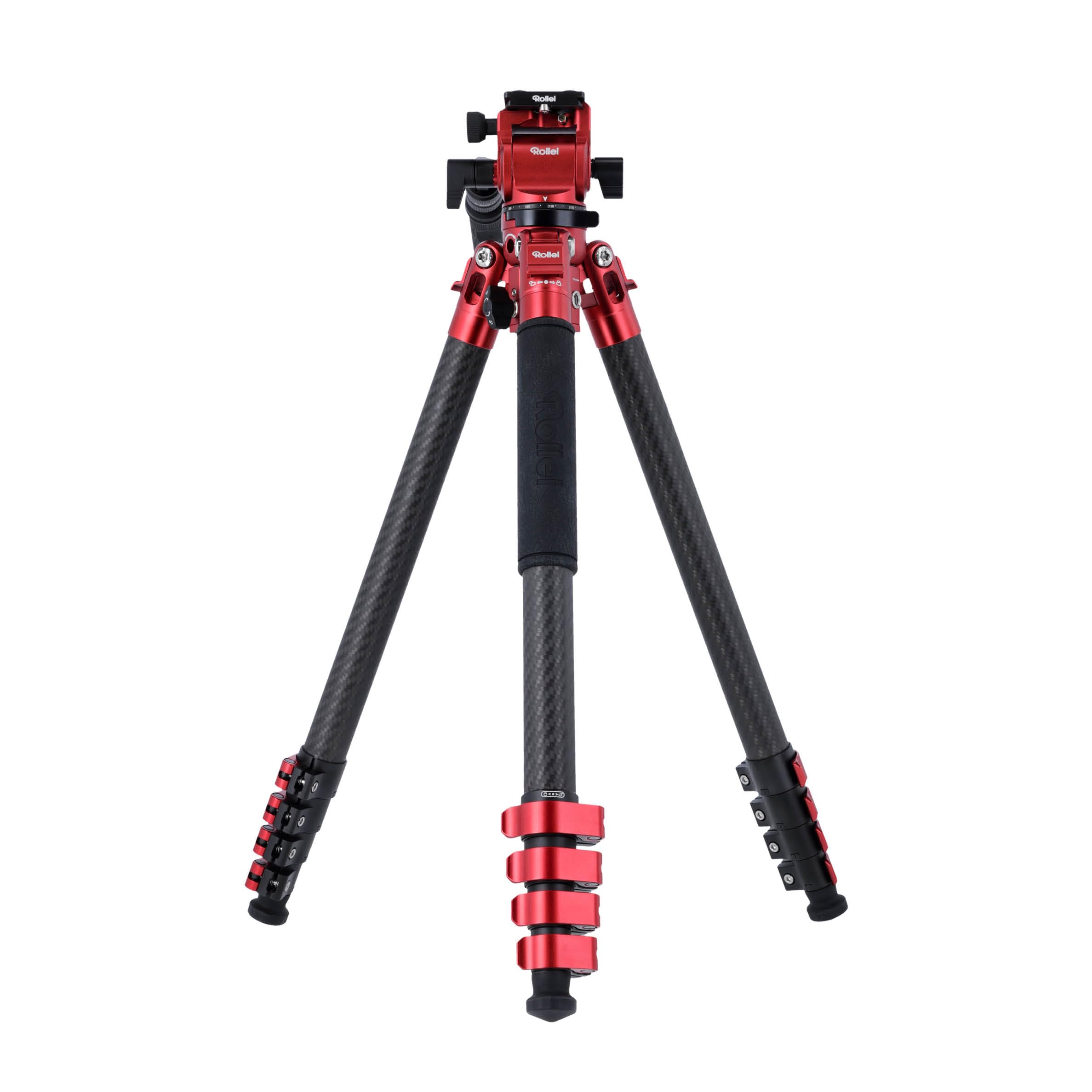 Rollei Easy Traveler Video Carbon Tripod - 4.5 kg Load Capacity, 164 cm Height, Ultralight, Compact, Effortless Locking Function