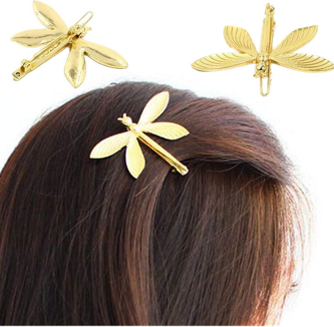 ADIASEN 1pc Vintage Punk Princess Gold Metal Dragonfly Hair Clip Hair Pin Accessories for Women Girl Wedding Party