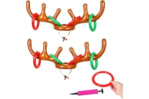 CROOT Inflatable Reindeer Antler Ring Toss Game, Christmas Party Games Supplies Ring Toss Hook Game for Kids Adults Family Xmas Games
