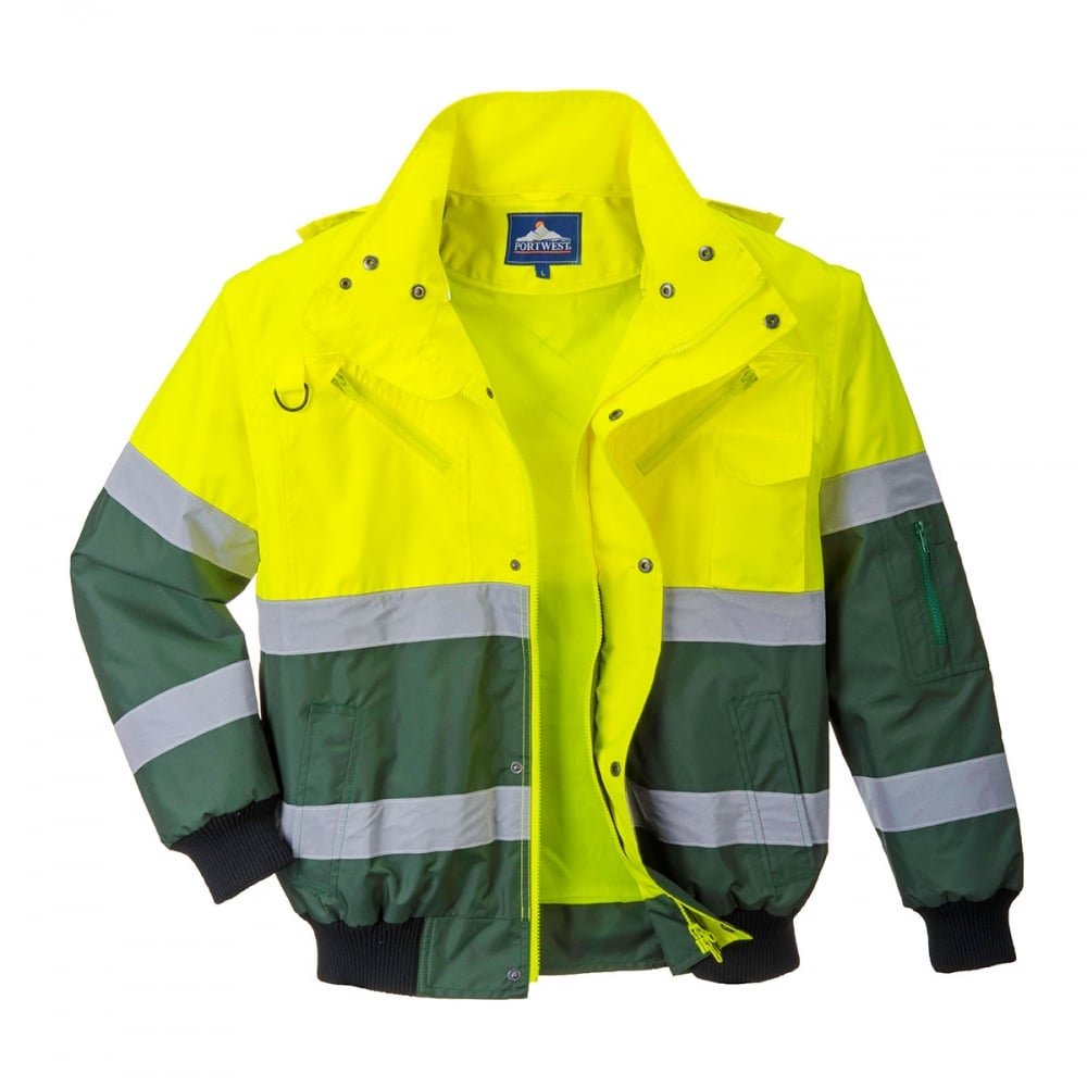 Portwest X Hi-Vis Bomber Jacket, Color: Yellow/Green, Size: XL, C565YGRXL